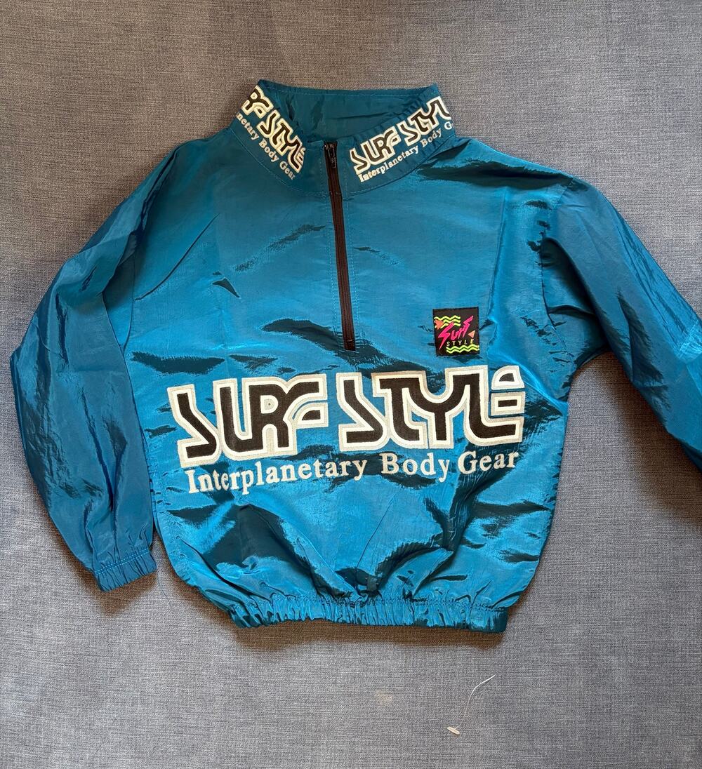 Vintage Surf Style Kids Windbreaker Interplanetary Body Gear Teal Made in USA